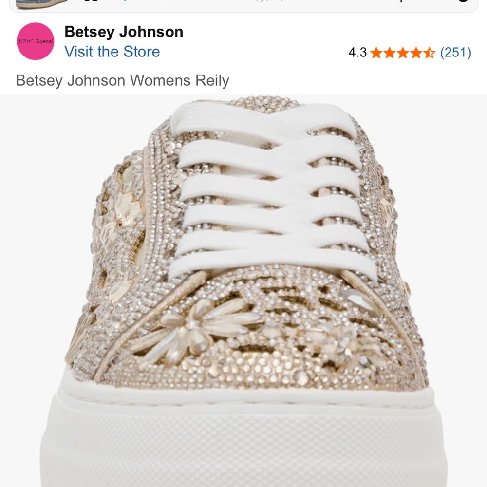 Betsey Johnson Women's Reily Light Gold Sneakers - Picture 2 of 3
